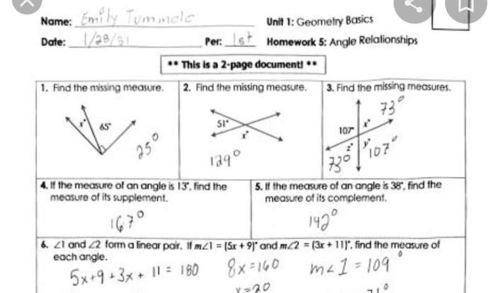 Unit 1 geometry basics homework 6