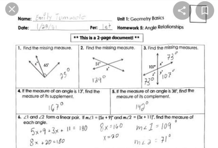 Unit 1 geometry basics homework 6