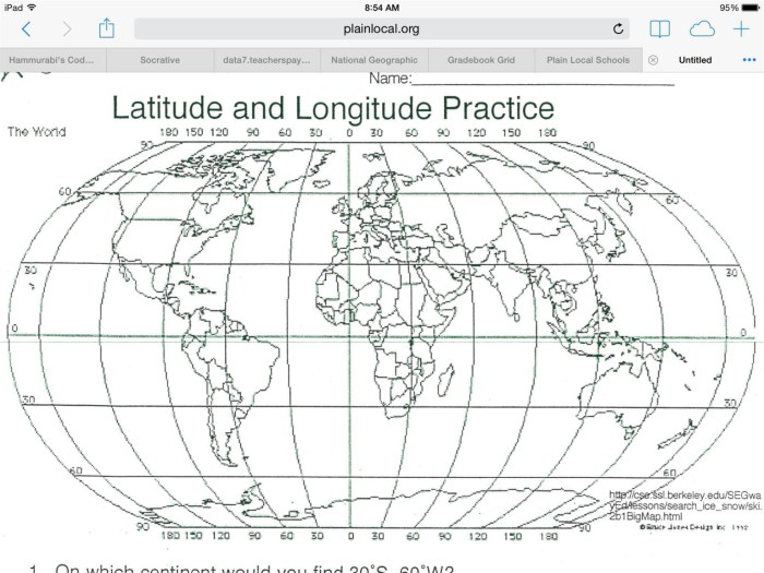 Latitude and longitude practice worksheet